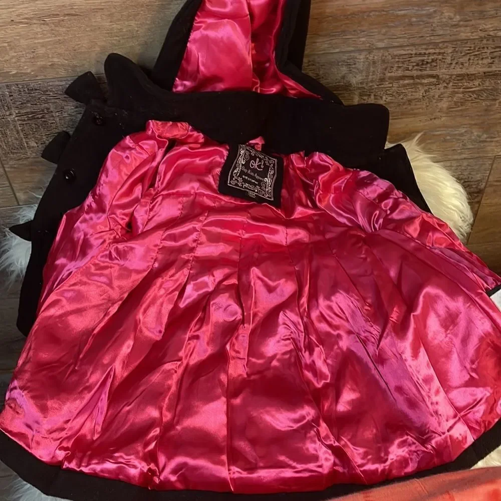 OK ONLY KIDS APPAREL OUTERWEAR Coat Hooded Black Pink Size 18M Vintage